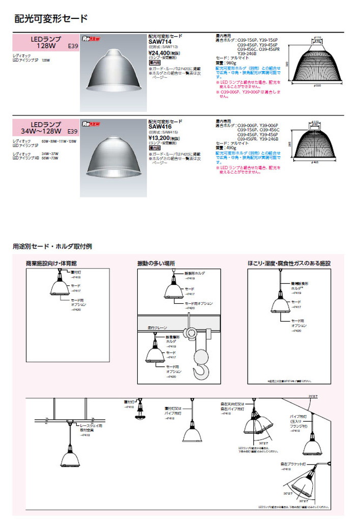 岩崎電気 SAW416 高天井用照明 配光可変形セード | 激安特価販売 看板