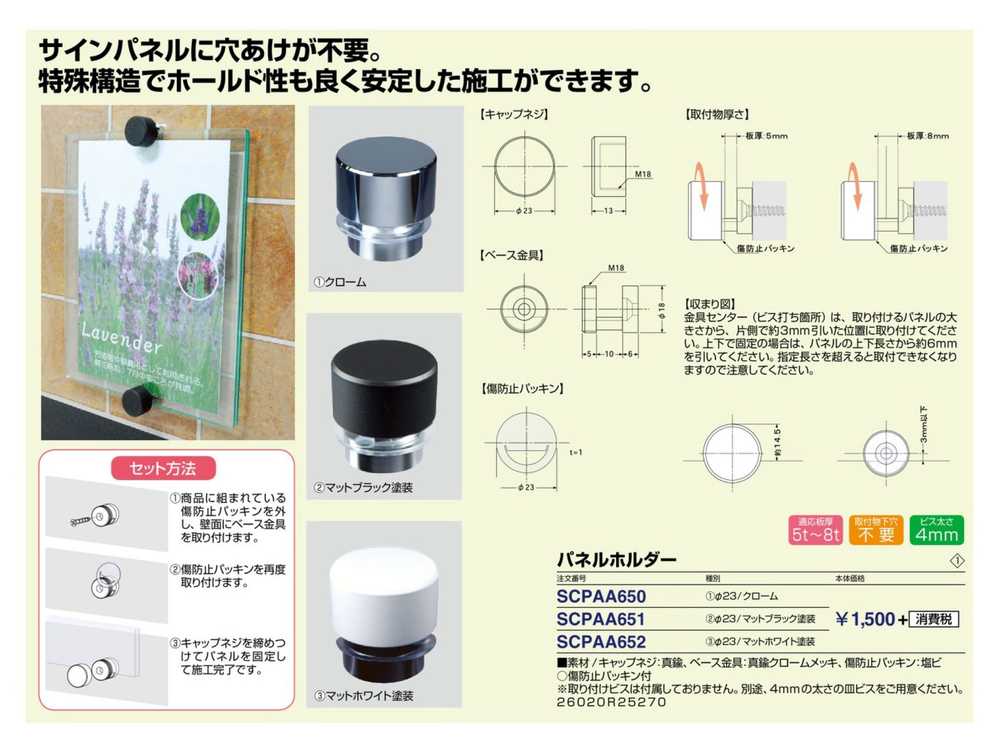 サイン インフォメーション サインパネル用ナット ビス スカルプスシリーズ