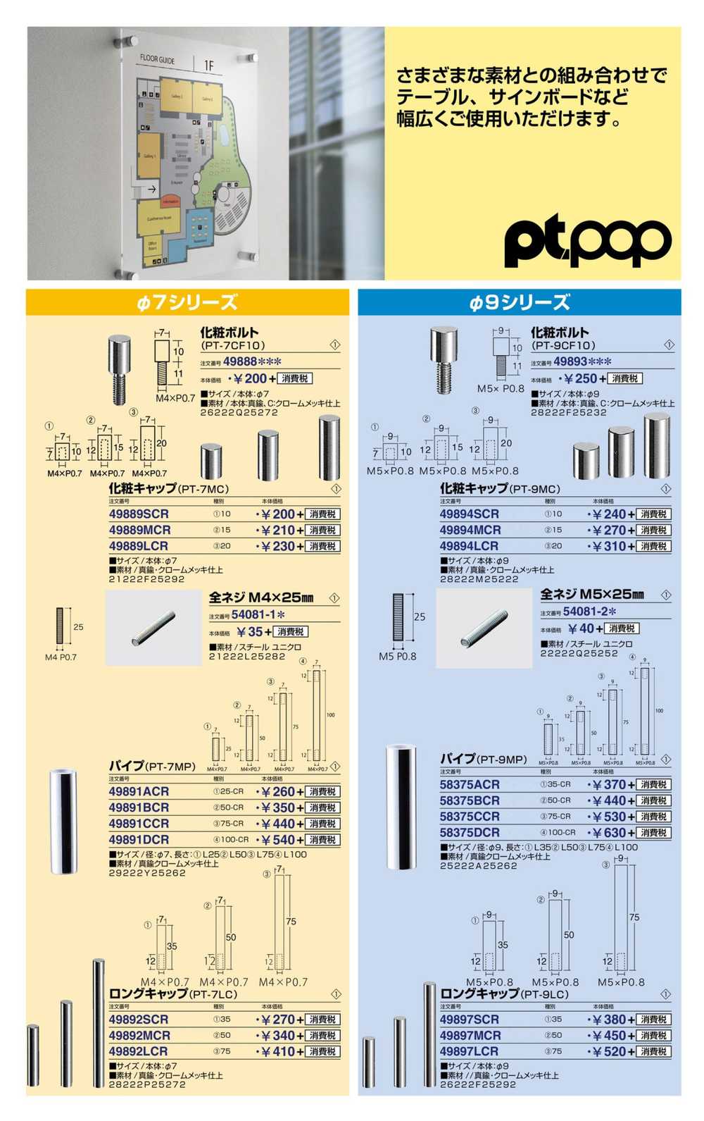 サイン インフォメーション サインパネル用ナット ビス Pt･POPシリーズ